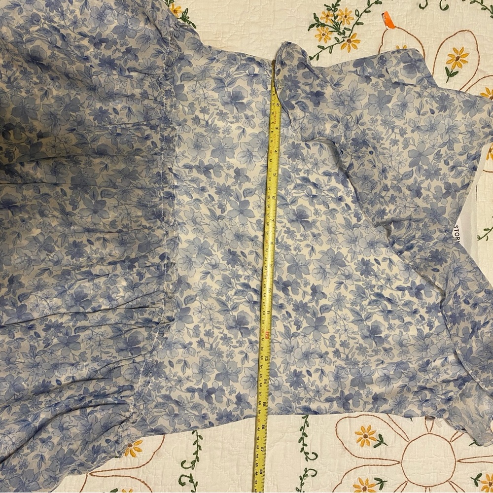 Floral Blue Ruffle Dress - Picture 8 of 10